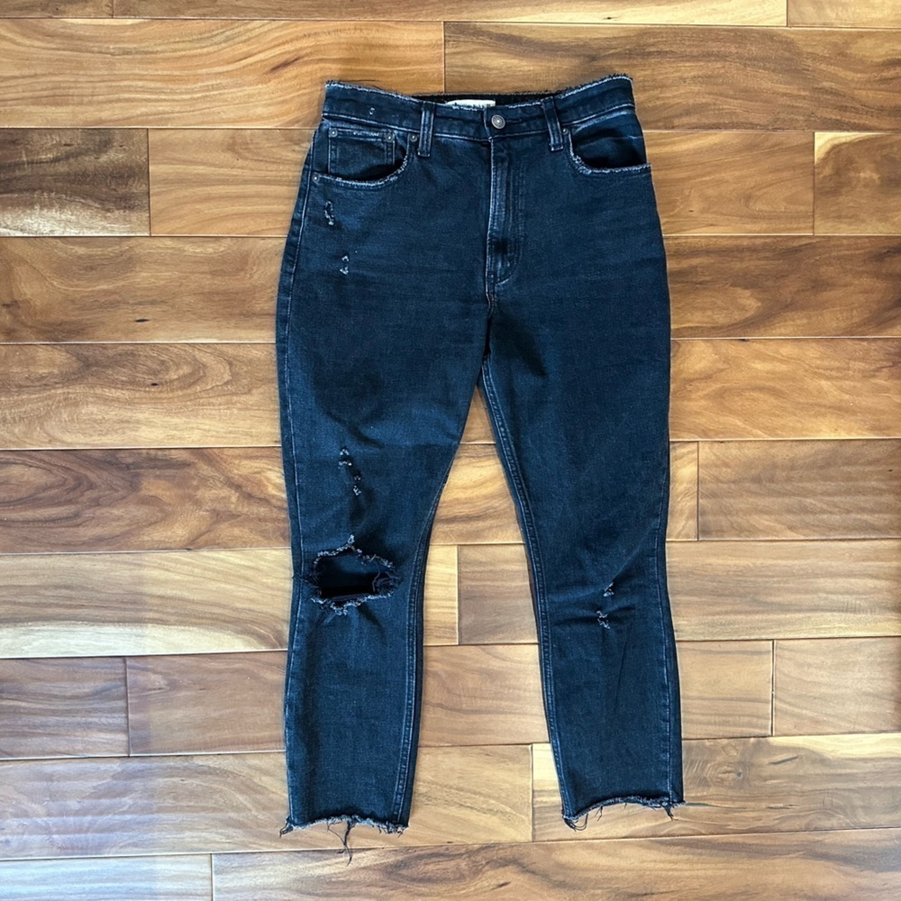 Abercrombie & Fitch The Skinny High Rise Black Denim Jeans size 26/2